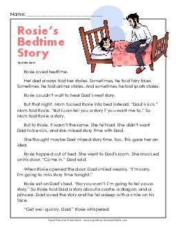 Bedtime Story 2nd Grade Reading Comprehension Worksheet