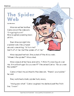 The Spider Web 2nd Grade Reading Comprehension Worksheet