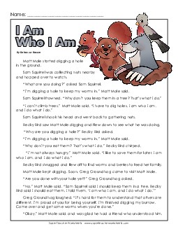 I Am Who I Am (Fable) 2nd Grade Reading Comprehension Worksheet