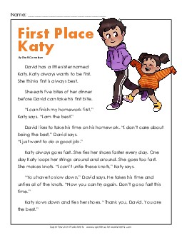 First Place Katy 2nd Grade Reading Comprehension Worksheet