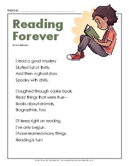 Reading Forever (Poem) 2nd Grade Reading Comprehension Worksheet