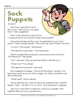 Sock Puppets 2nd Grade Reading Comprehension Worksheet