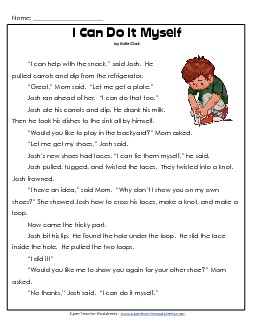 I Can Do It By Myself 1st Grade Reading Comprehension Worksheet