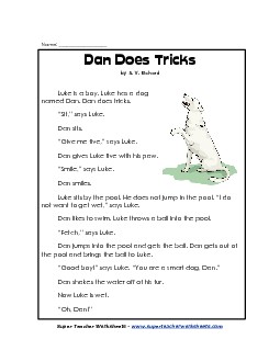 Dan Does Tricks 1st Grade Reading Comprehension Worksheet