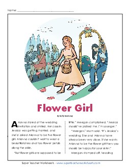 Flower Girl (Fiction) 4th Grade Reading Comprehension Worksheet