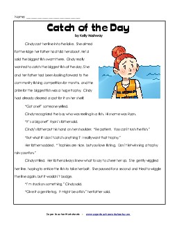 Catch of the Day (Fiction) 4th Grade Reading Comprehension Worksheet