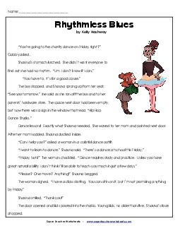 Rhythmless Blues (Fiction) 4th Grade Reading Comprehension Worksheet