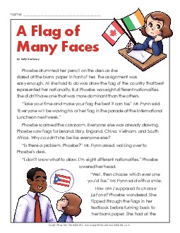 Flag of Many Faces (Fiction) 4th Grade Reading Comprehension Worksheet