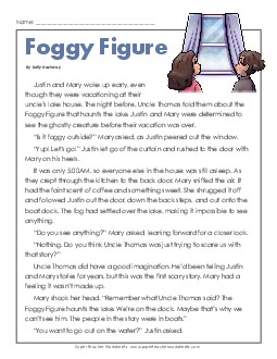 Foggy Figure (Mystery) 4th Grade Reading Comprehension Worksheet