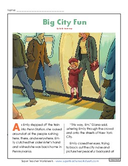 Big City Fun 4th Grade Reading Comprehension Worksheet