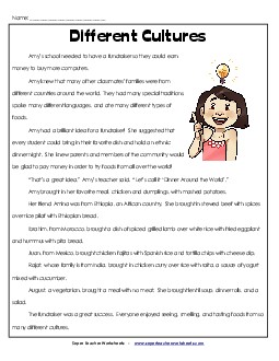 Different Cultures (Fiction) 4th Grade Reading Comprehension Worksheet