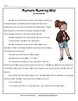 Rumors Running Wild (Fiction) 4th Grade Reading Comprehension Worksheet