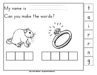 Build-a-Word: Rat & Ring Phonics Beginningsounds Worksheet