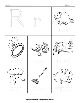 Trace-and-Say: Starts with R r Phonics Beginningsounds Worksheet