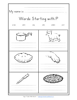 Writing Words that Start with P p Phonics Beginningsounds Worksheet