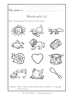 Words with N n Phonics Words With Worksheet