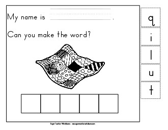 Build-a-Word: Quilt Phonics Beginningsounds Worksheet