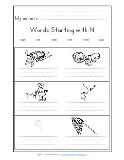 Writing Words that Start with N n Phonics Beginningsounds Worksheet