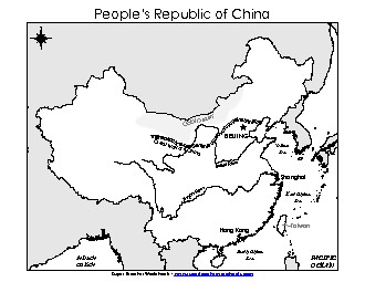 China Map (Basic Labels) Maps Worksheet