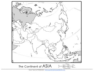 Asia - Blank Map Maps Worksheet