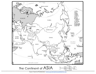 Asia Map Maps Worksheet