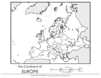 Europe - Blank Map Maps Worksheet