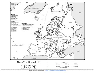 Europe Map Maps Worksheet