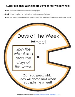 Days of the Week Word Wheel Free Calendars Worksheet