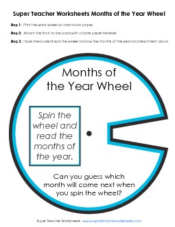 Months Word Wheel Calendars Worksheet