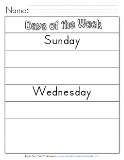 Days of the Week Cut and Glue Calendars Worksheet