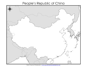 China Map (Blank #2) Maps Worksheet