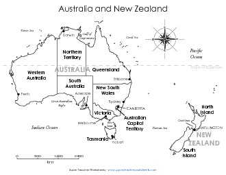 Australia & NZ - Capital Cities Map Worksheet