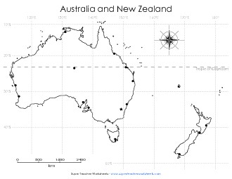 Australia - Latitude & Longitude 2 Worksheet