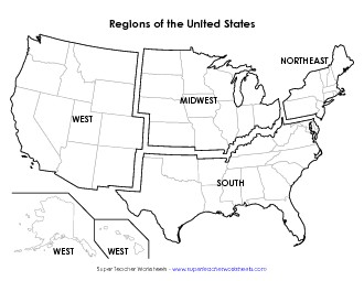 Regions of the USA Maps Worksheet