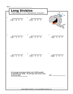 More 4-Digit Dividends Division Worksheet