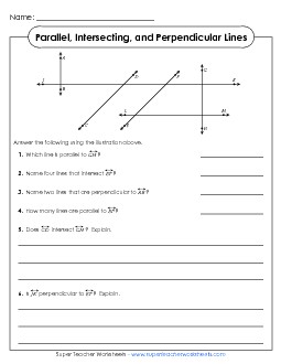 Parallel, Intersecting, Perpendicular 2 Geometry Worksheet