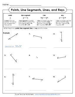 Lines, Segments, Rays Free Geometry Worksheet