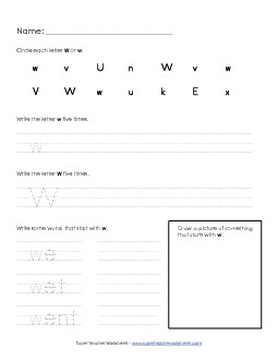 Letter W w - Practice Sheet Alphabet Worksheet