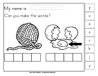 Build-a-Word: Yarn and Yolk Phonics Beginningsounds Worksheet