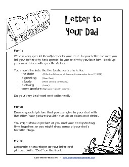 Letter To Your Dad Fathers Day Worksheet