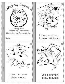 Long U Mini-Book : Using My Crayons Minibooks Worksheet