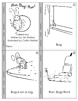 Short U Mini-Book : Run Bug! Run! Free Minibooks Worksheet