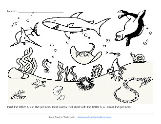 Alphabet Coloring Page - Letter S Worksheet