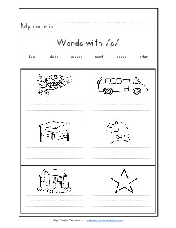 Writing Words with S s Phonics Words With Worksheet