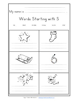 Writing Words that Start with S s Phonics Beginningsounds Worksheet