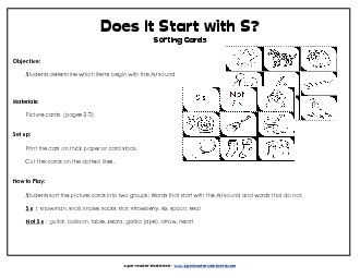 Starts With S - Sort Phonics Beginningsounds Worksheet