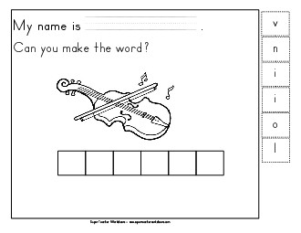 Build-a-Word: Violin Phonics Beginningsounds Worksheet