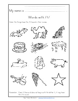 Words with T t Phonics Words With Worksheet