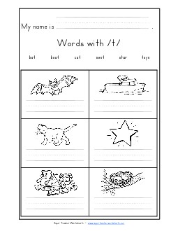 Writing Words with T t Phonics Words With Worksheet