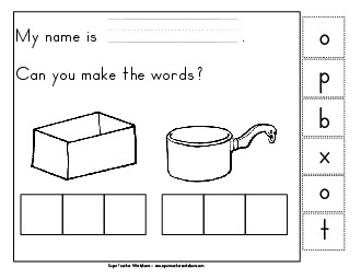 Build-a-Word: Box & Pot Free Phonics Long Short O Worksheet